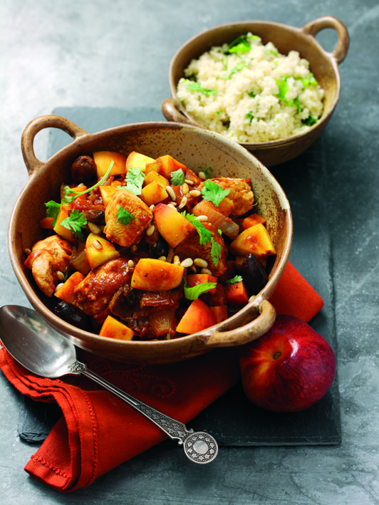 African peach and chicken tagine - with peach